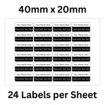 Care Home Name Labels - Large 40mm x 20mm 24 Per Sheet